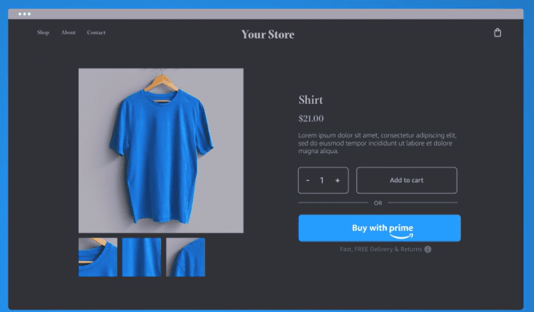 Example of Buy with Prime on a DTC website.